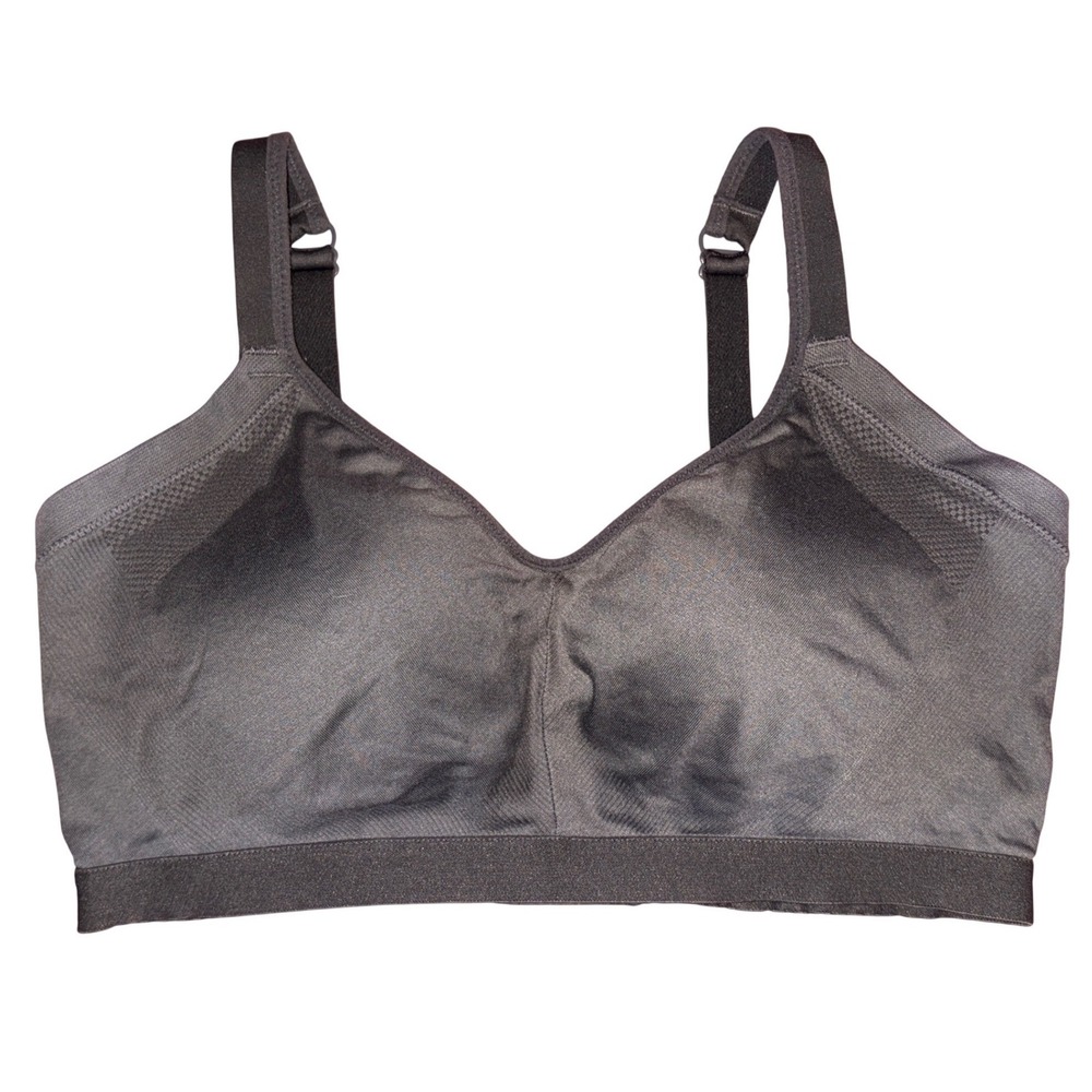 Warner's Womens Gray Wirefree Comfort Bra Full Coverage Adjustable Straps, Large